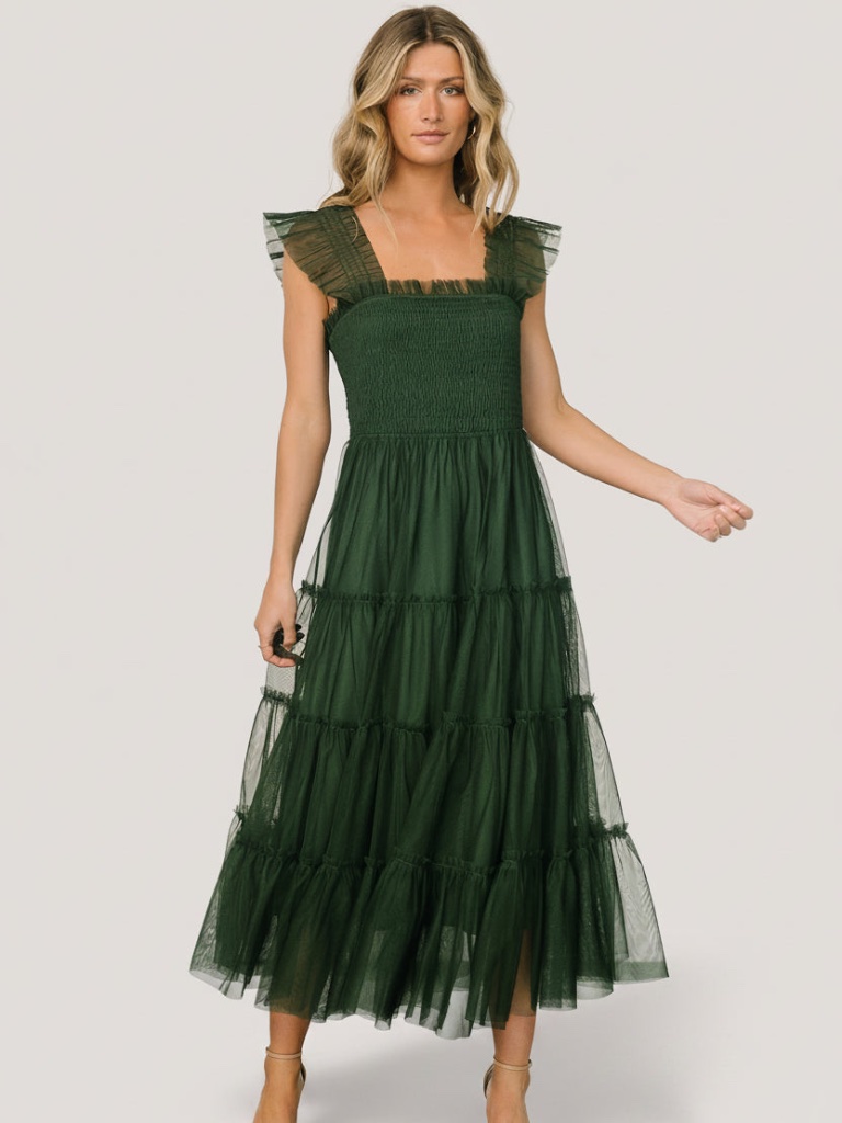 Baltic Born Emma Smocked Tulle Dress | Green Size Ss